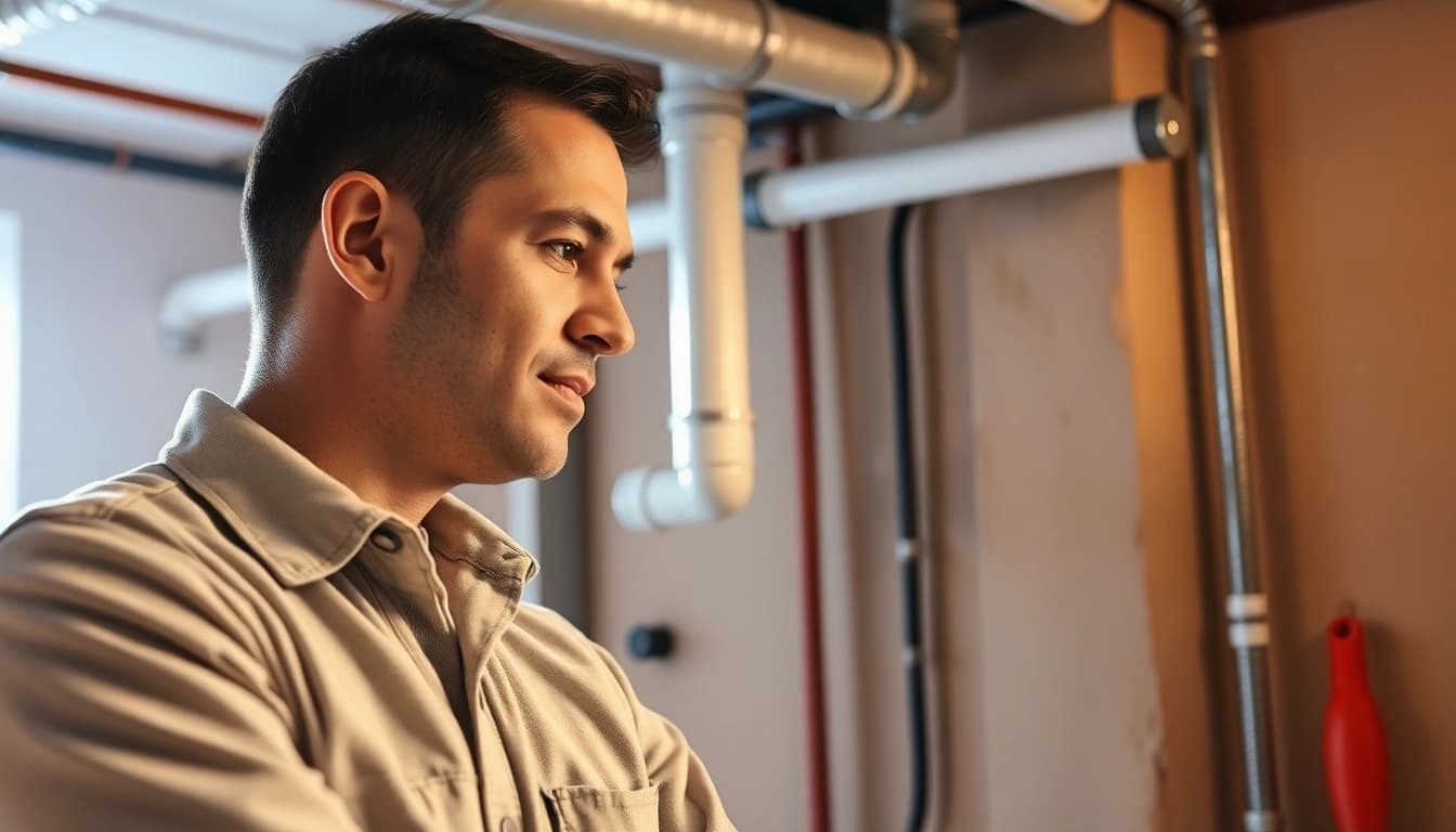 Providing expert plumbing knightdale service with a professional plumber inspecting residential pipes.
