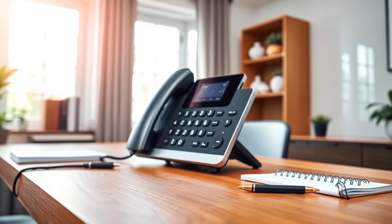 Optimize your voip experience with a professional home office setup featuring a modern VOIP phone system.