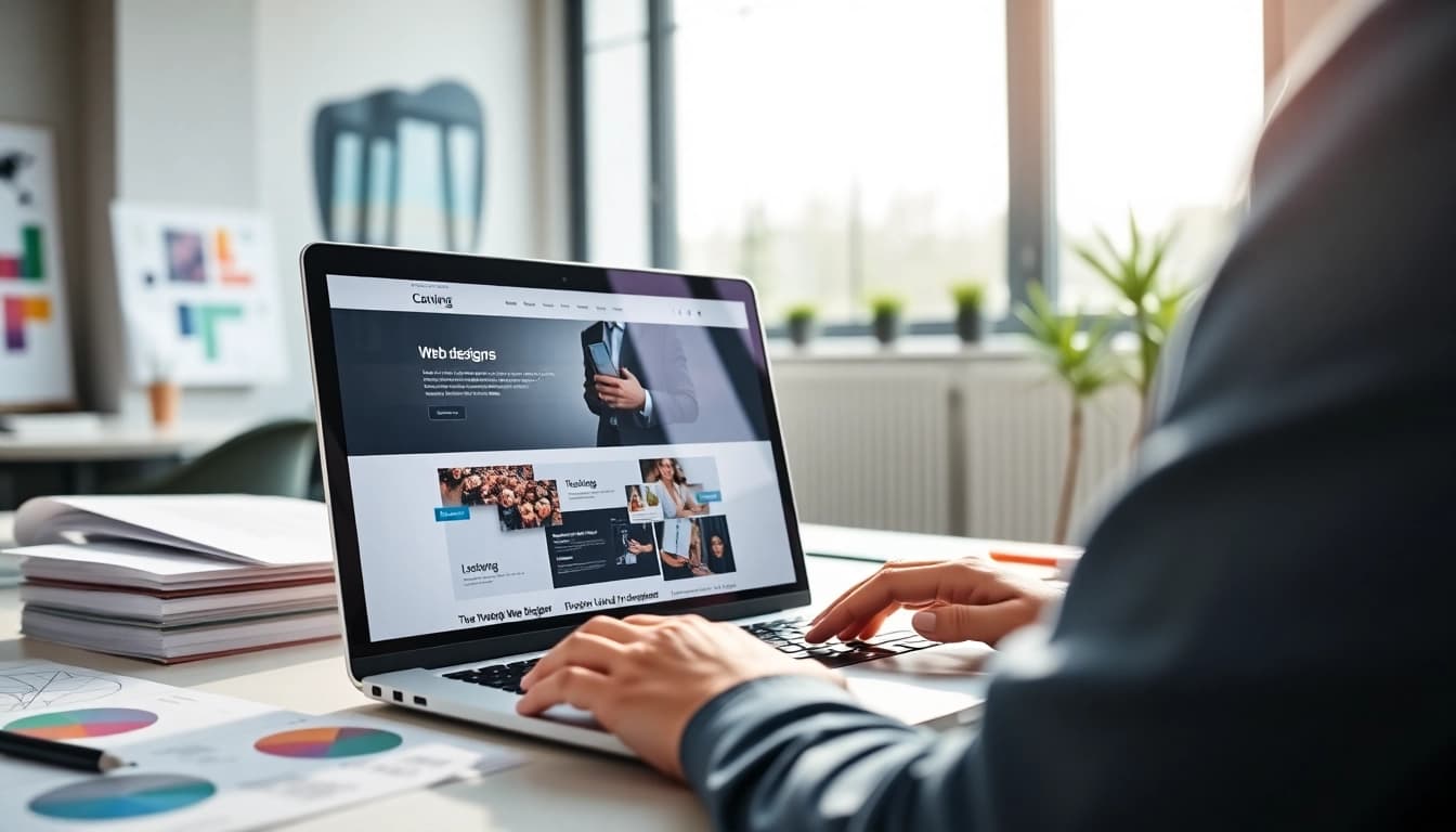 Creating stunning Website Design Hereford in a bright, modern workspace.