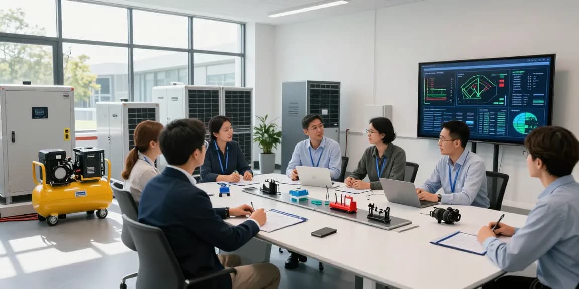 Power Generation technology showcased by engineers collaborating on advanced solutions in an innovative energy hub.