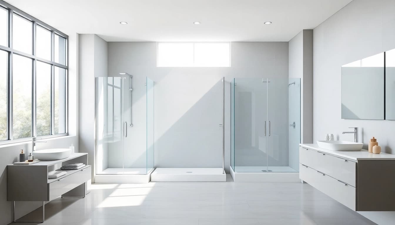 Explore la cabine de douche Sirhona avec un design moderne et luxueux dans une salle de bain élégante.
