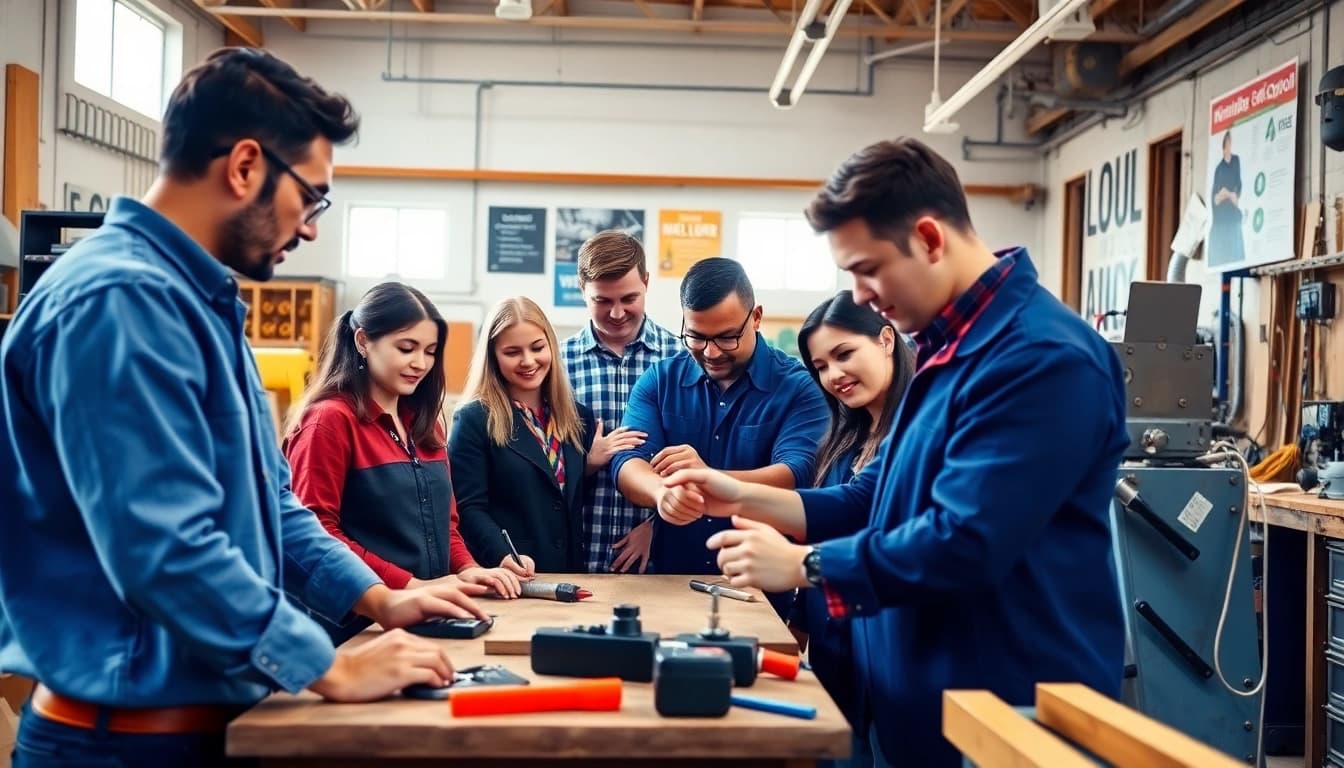 Engaged students at Trade School Tennessee collaborating on hands-on projects