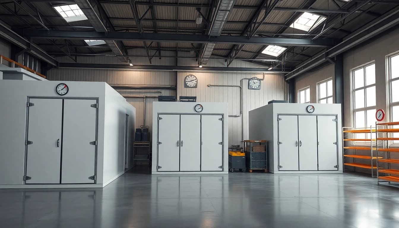 Cold room manufacturers UK showcase modern refrigeration solutions in a professional facility.
