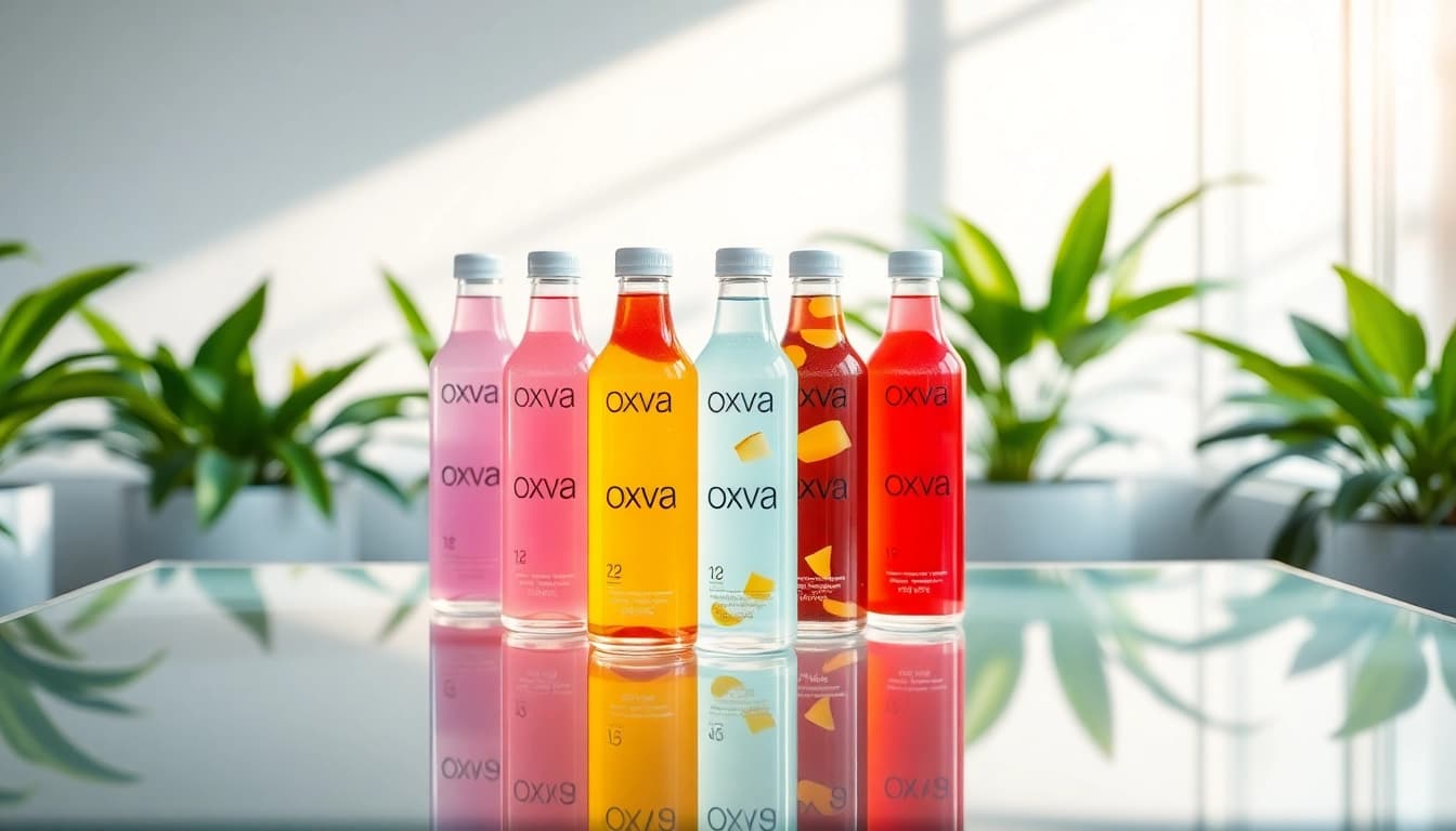 Genießen Sie frisch aussehende Oxva Liquid-Flaschen in einer modernen Umgebung.