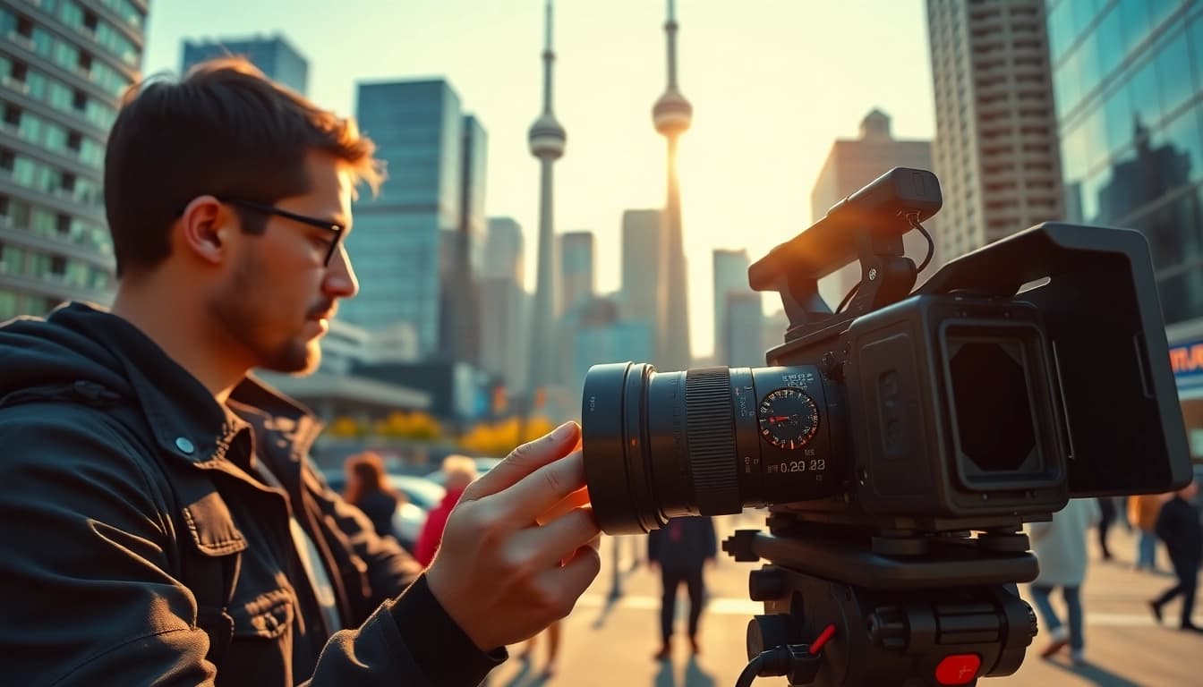 Commercial videography toronto showcasing a videographer capturing city life in Toronto.