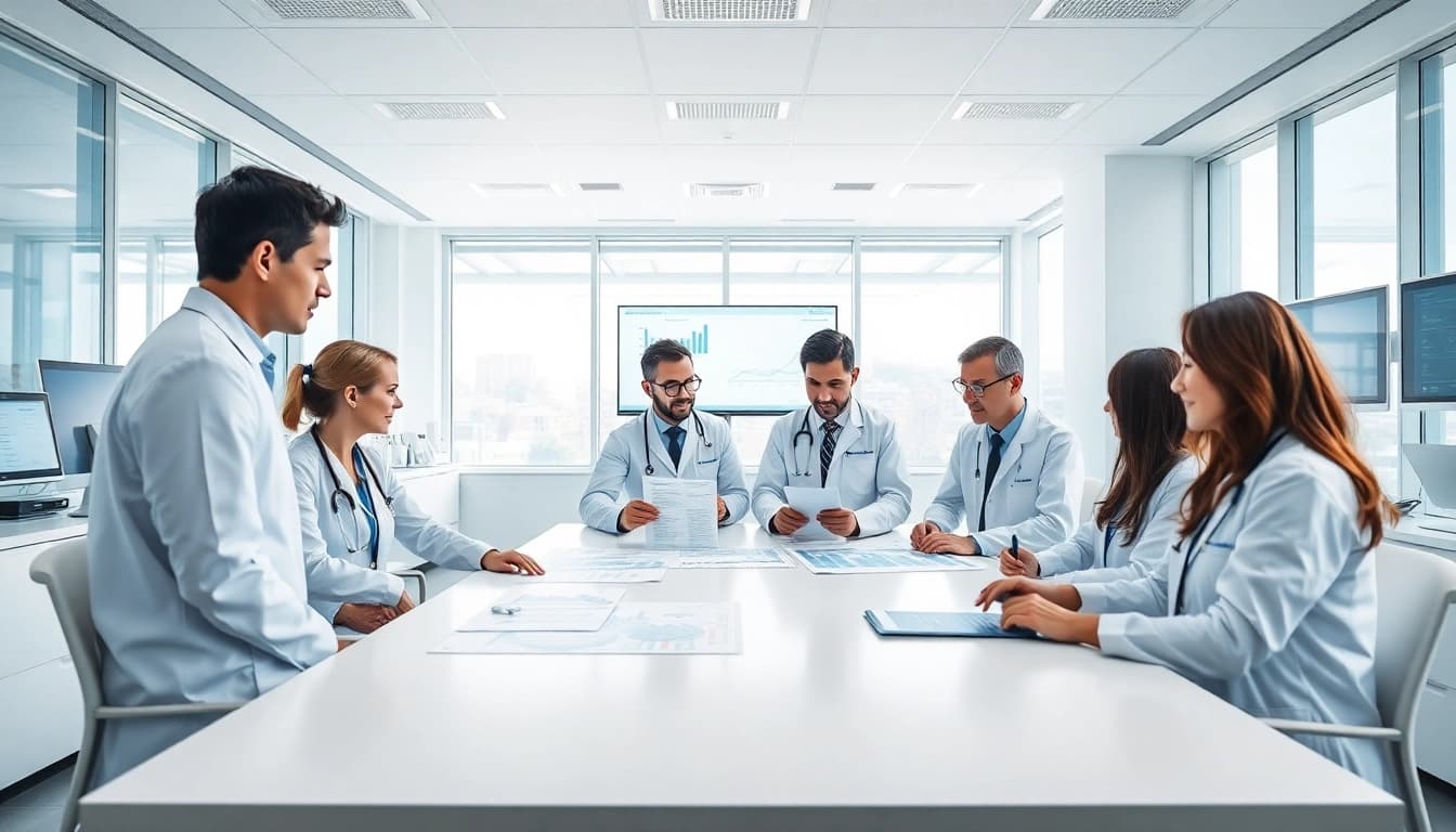 Engaging scene of the ADAPTABLE Aspirin Study team analyzing crucial data and findings in a collaborative setting.