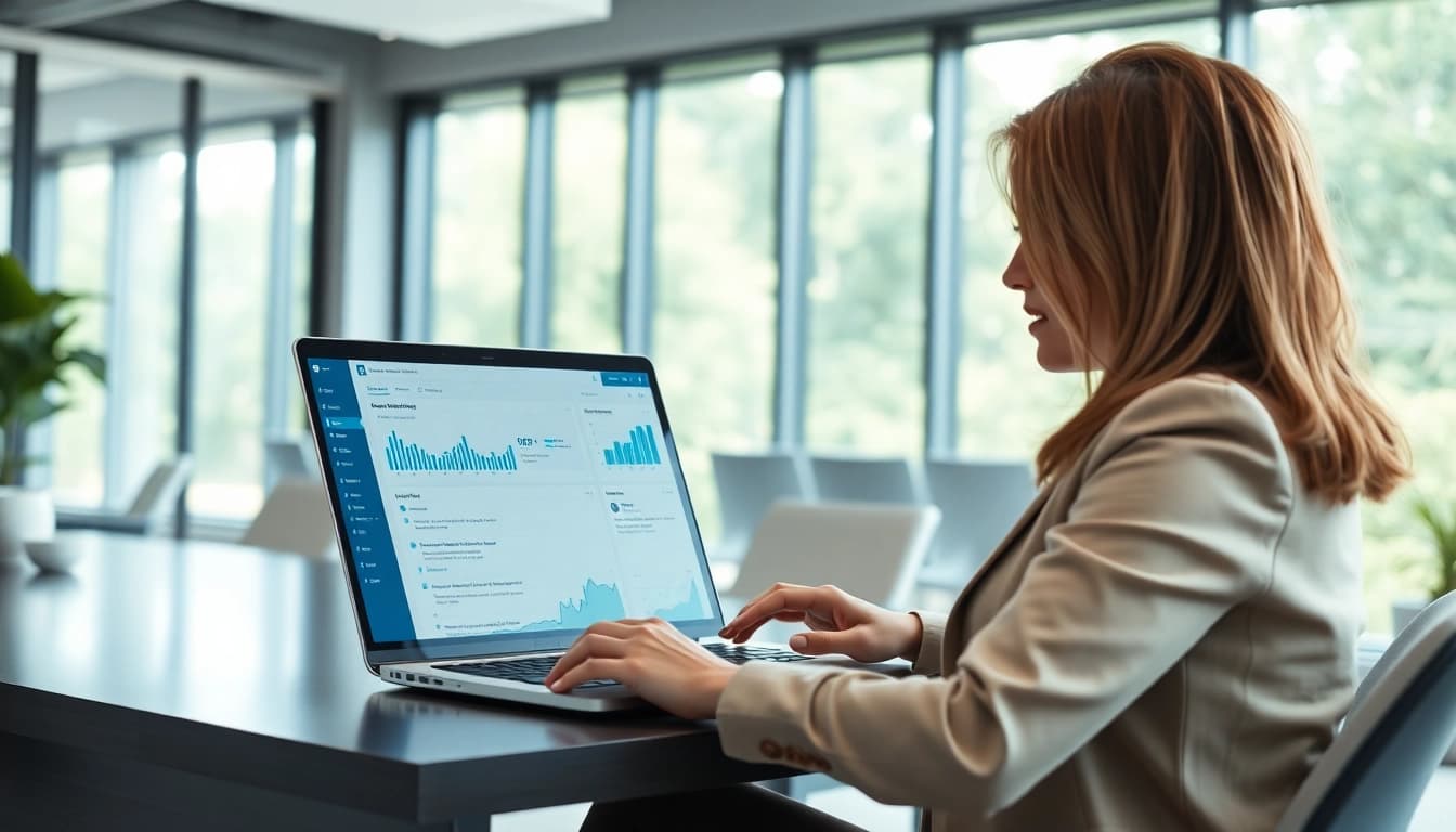 Analyze and scrape linkedin search results data with a modern office setup.