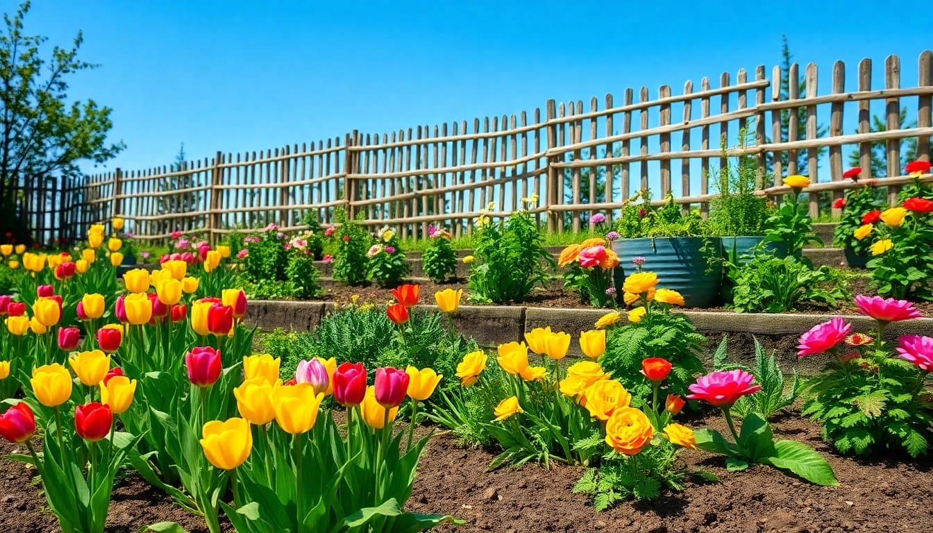 Gardening display with vibrant plants and flowers enhancing outdoor space.