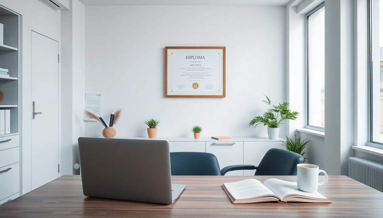 Engaging office scene for Diploma kopen hbo consultation with modern decor.