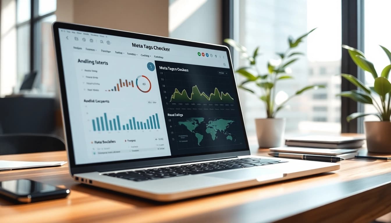 Evaluate your website's SEO with our meta tags checker tool clearly shown on a laptop screen.