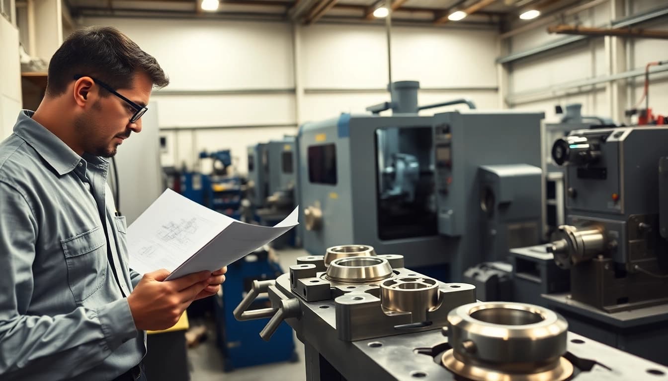 Custom part manufacturer creating high-precision parts in a state-of-the-art facility.