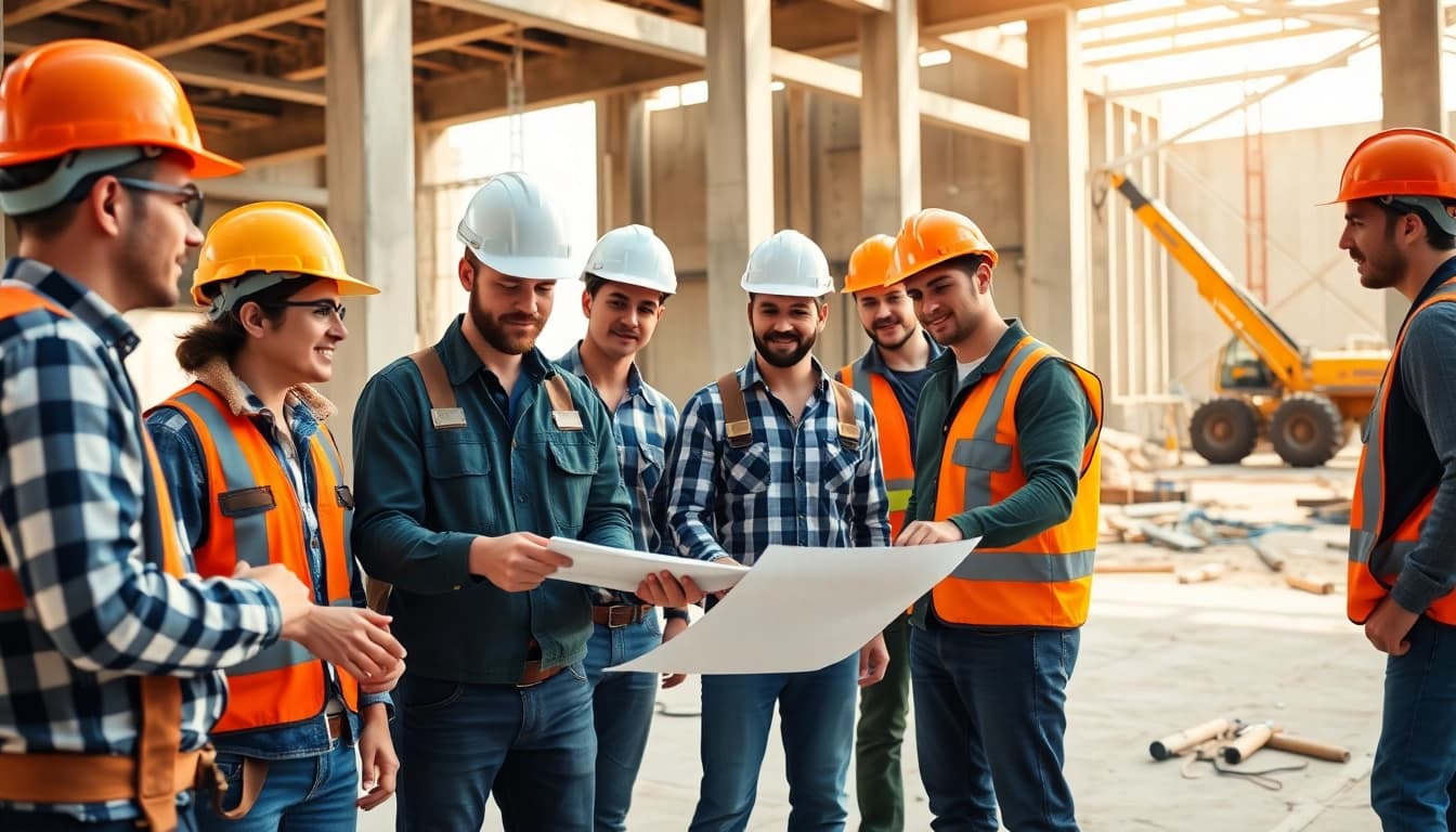 Construction apprenticeships carolinas in action, showcasing diverse youth working together on a building site.