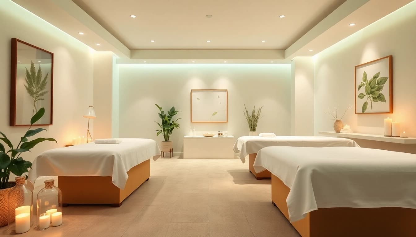 Spa Ads showcasing a serene environment with relaxing massage tables and calming decor.