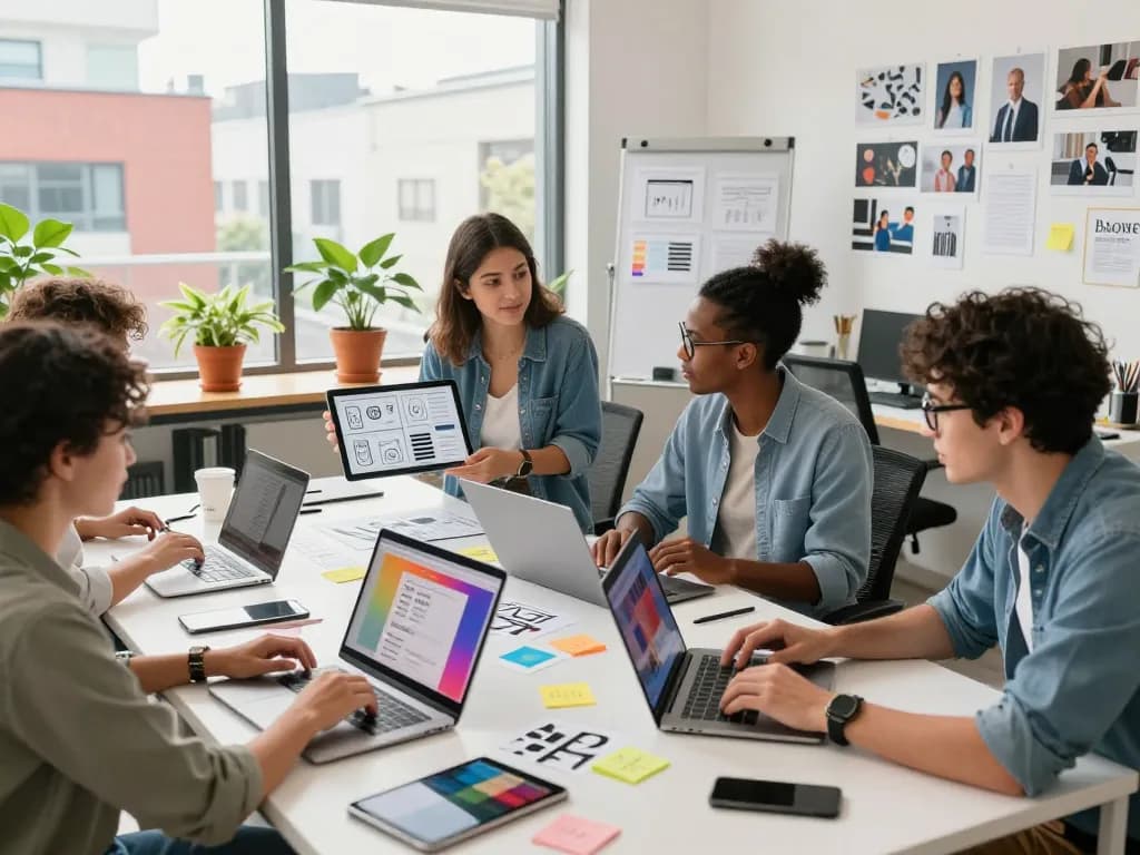 Collaboration in a freelance web designer Malaysia studio, showcasing design teamwork and creativity.