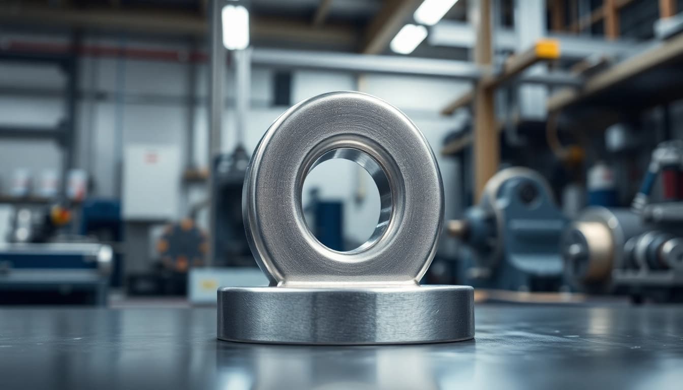Showcasing an Alnico magnets manufacturer in china's product with detailed textures in a workshop setting.