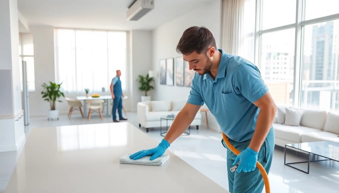 Efficient bond cleaning brisbane service showcased by professional cleaners in action.