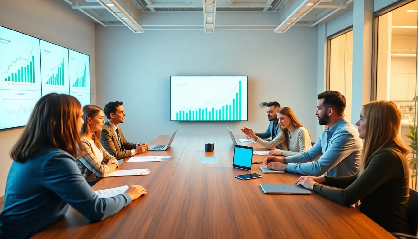 Marketers discussing Growth marketing strategies during a vibrant team meeting.