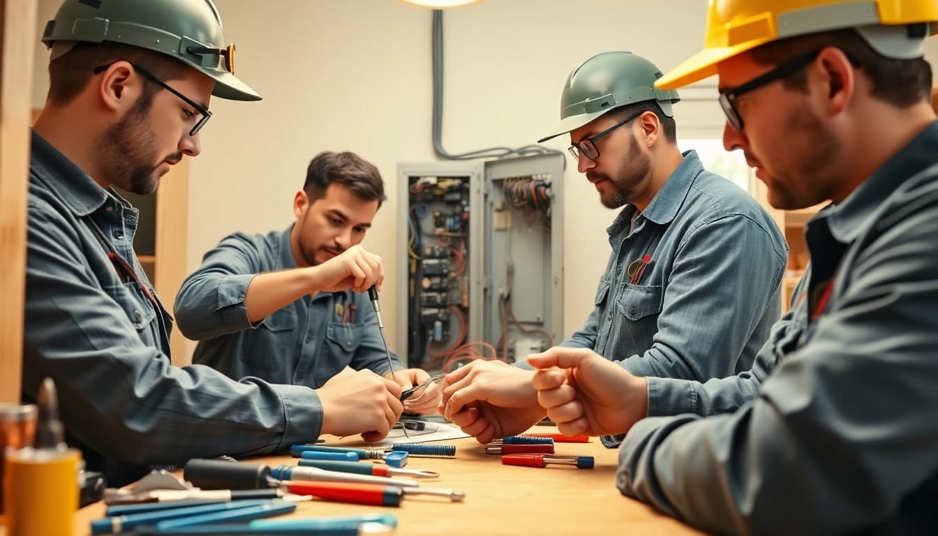Electricians in Vancouver expertly working on a residential electrical panel.