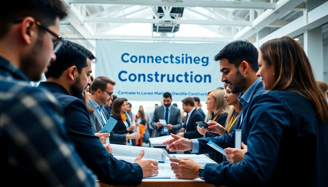 Networking among professionals at a construction network association event, showcasing collaboration in the industry.