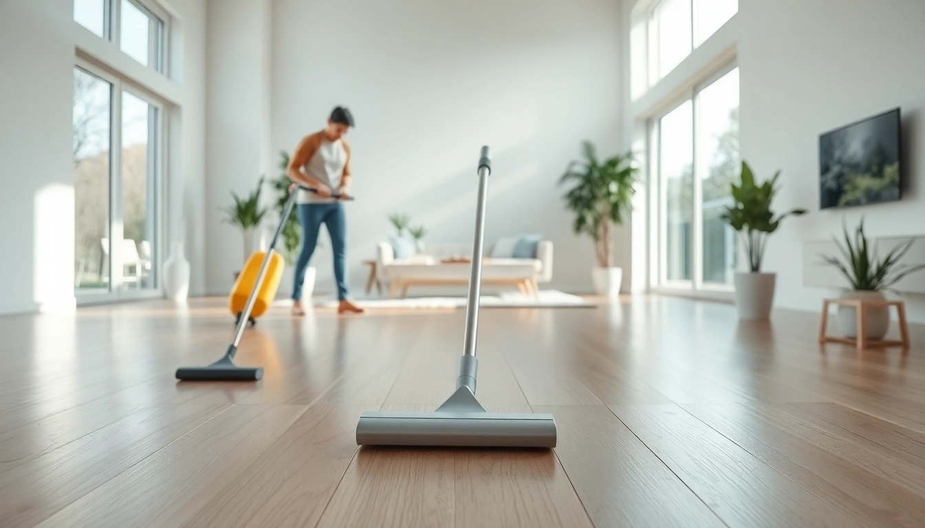 Engaging cleaning service team working in a bright, organized space, showcasing professionalism and attention to detail.