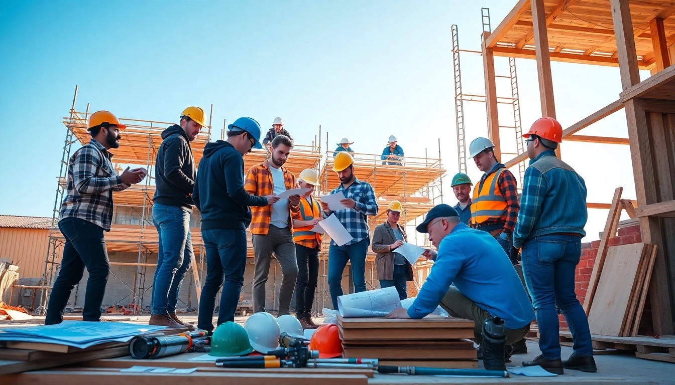 Find trustworthy building companies near me collaborating on a construction site.