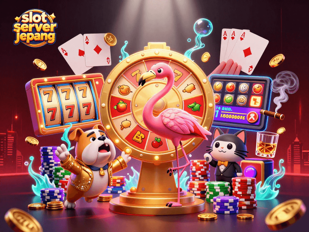 Experience the excitement of slot server jepang with vibrant reels, characters, and gambling elements.