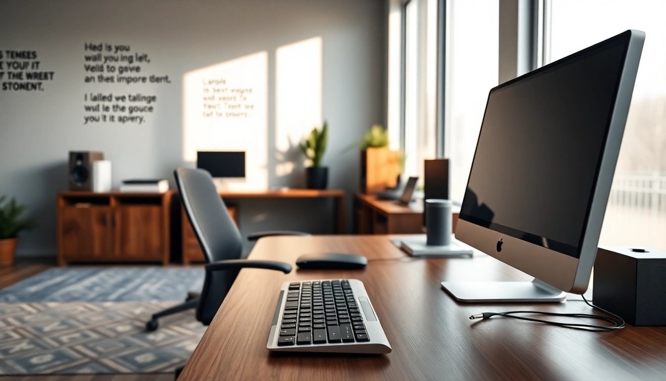 Enhance productivity at the typing center with a modern workspace featuring ergonomic design.