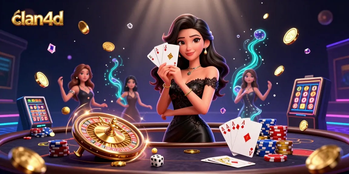 Enjoy thrilling casino action with clan4d as the elegant woman holds ace cards, showcasing a luxury gaming atmosphere.