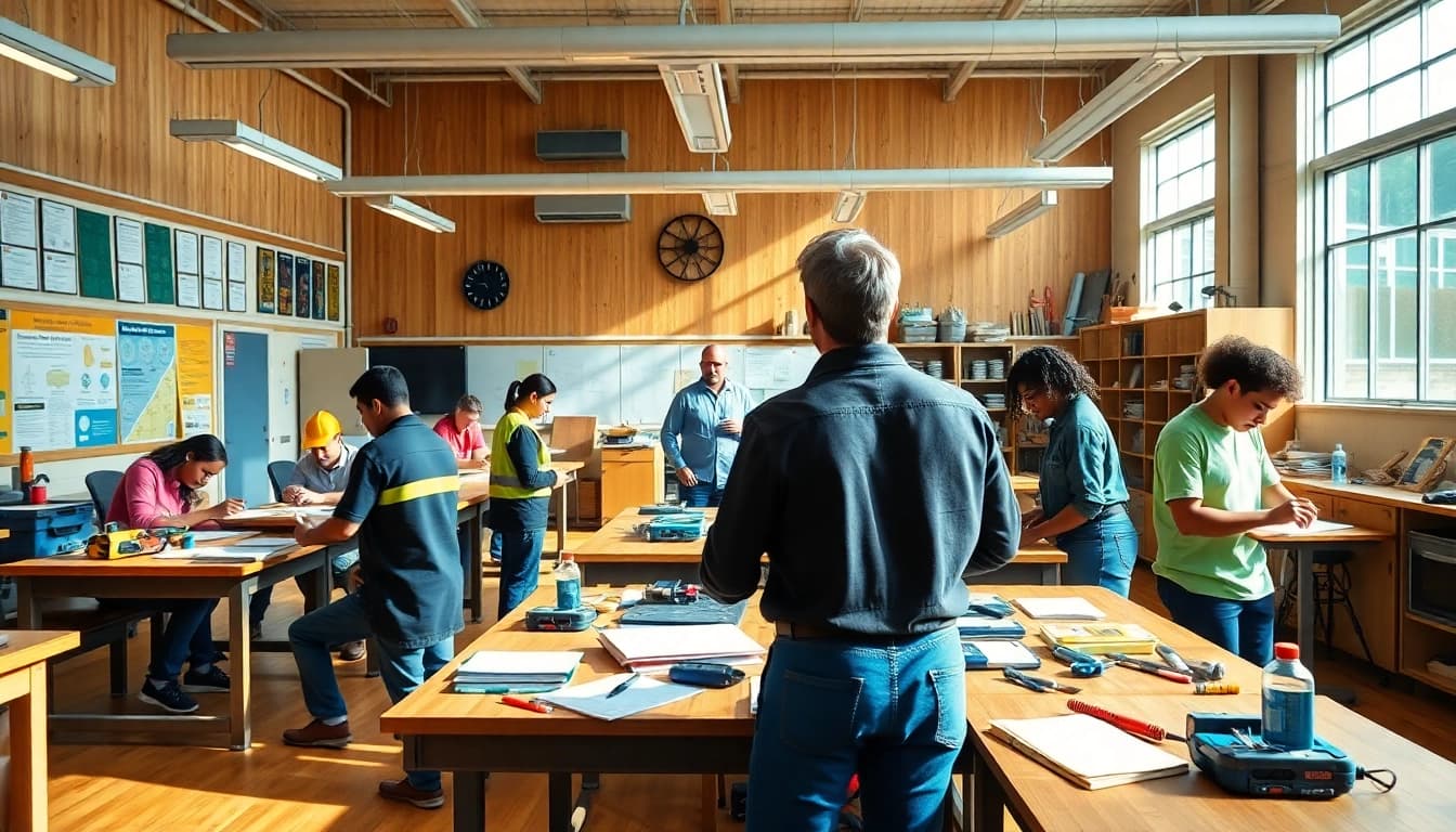 Students engaged in hands-on learning at a Trade School In Tennessee, showcasing practical skills