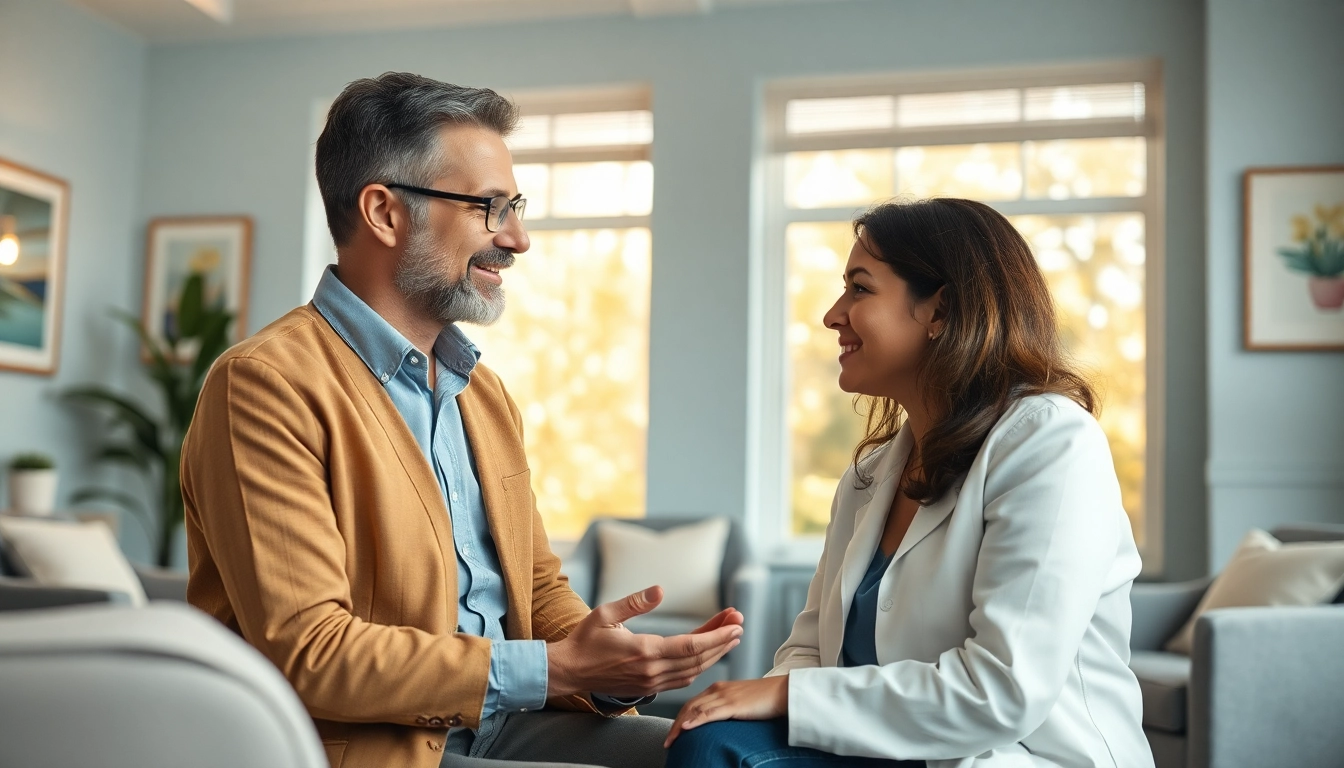Engaging scene of the best psychiatrist in dubai consulting in a warm, inviting office.