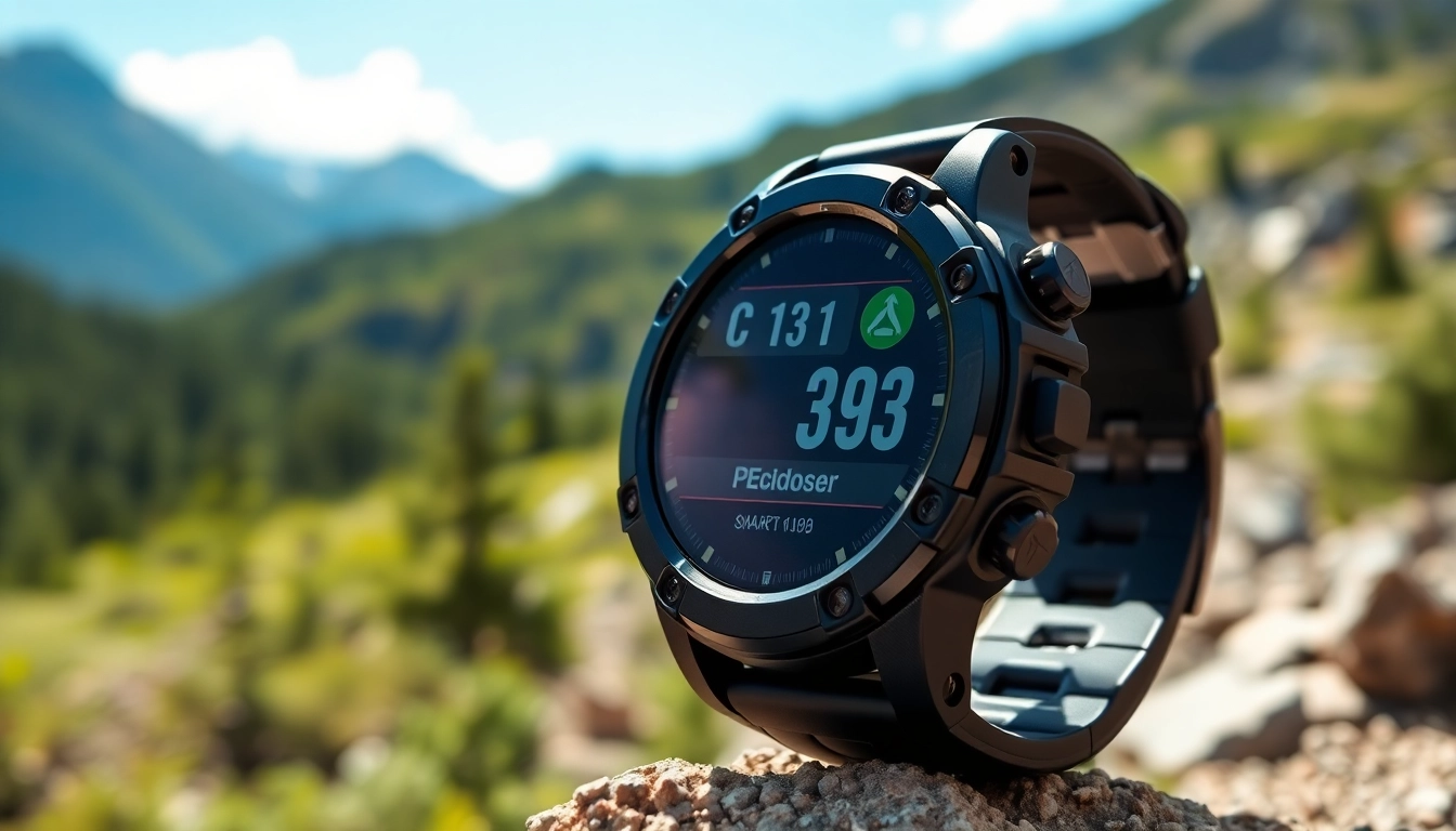 Showcasing the Explorer GPS Smart Watch in a vibrant outdoor environment with rugged features.
