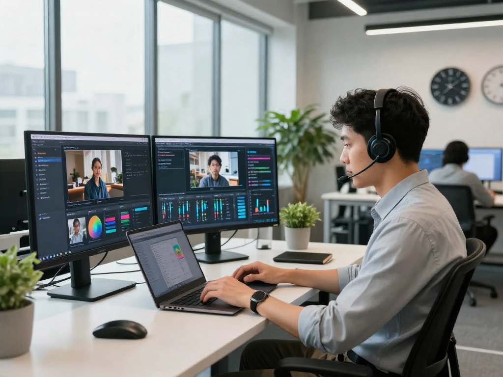 Detecting content with ai image detector in a modern office environment.