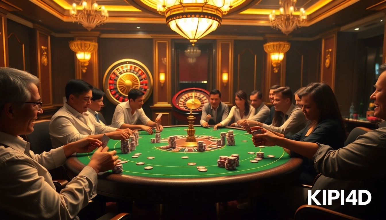 KPI4D poker action with players competing at an elegant casino table.