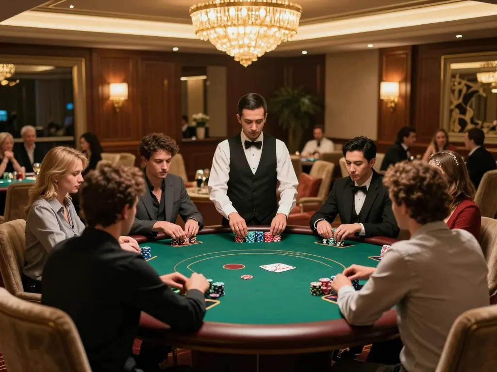 Players engaged in a poker game at the Trang chủ Bet88 VIP room, highlighting luxury and strategic gameplay.