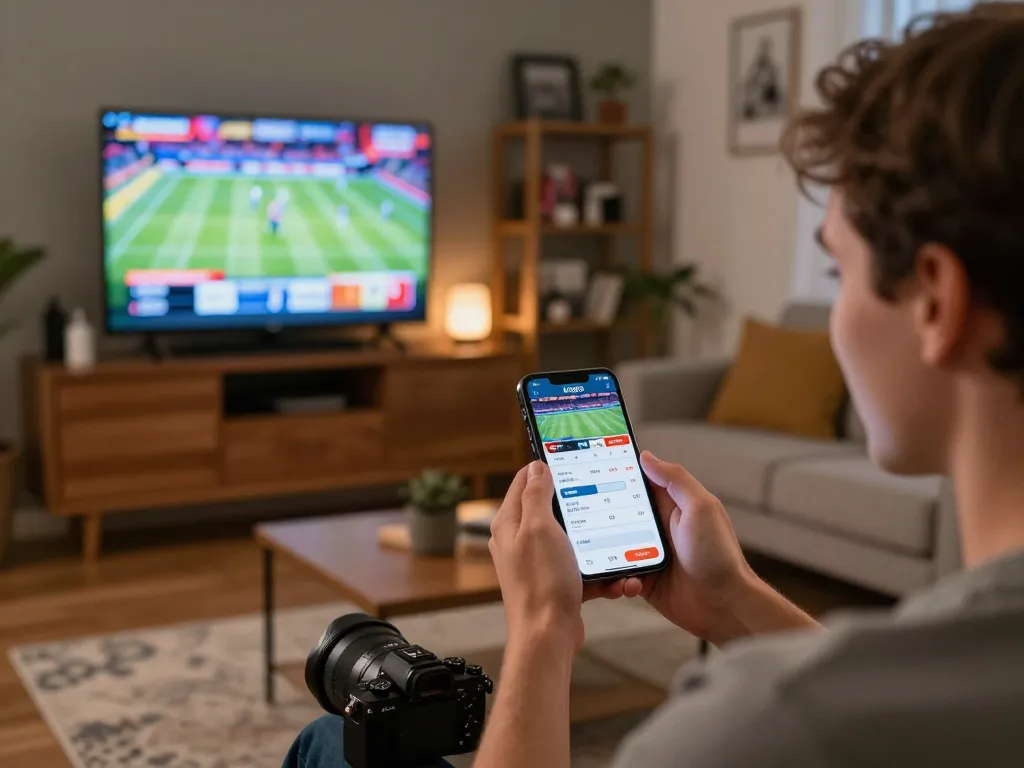 KQBD sports betting scene showcasing real-time scores and excitement in a cozy home.
