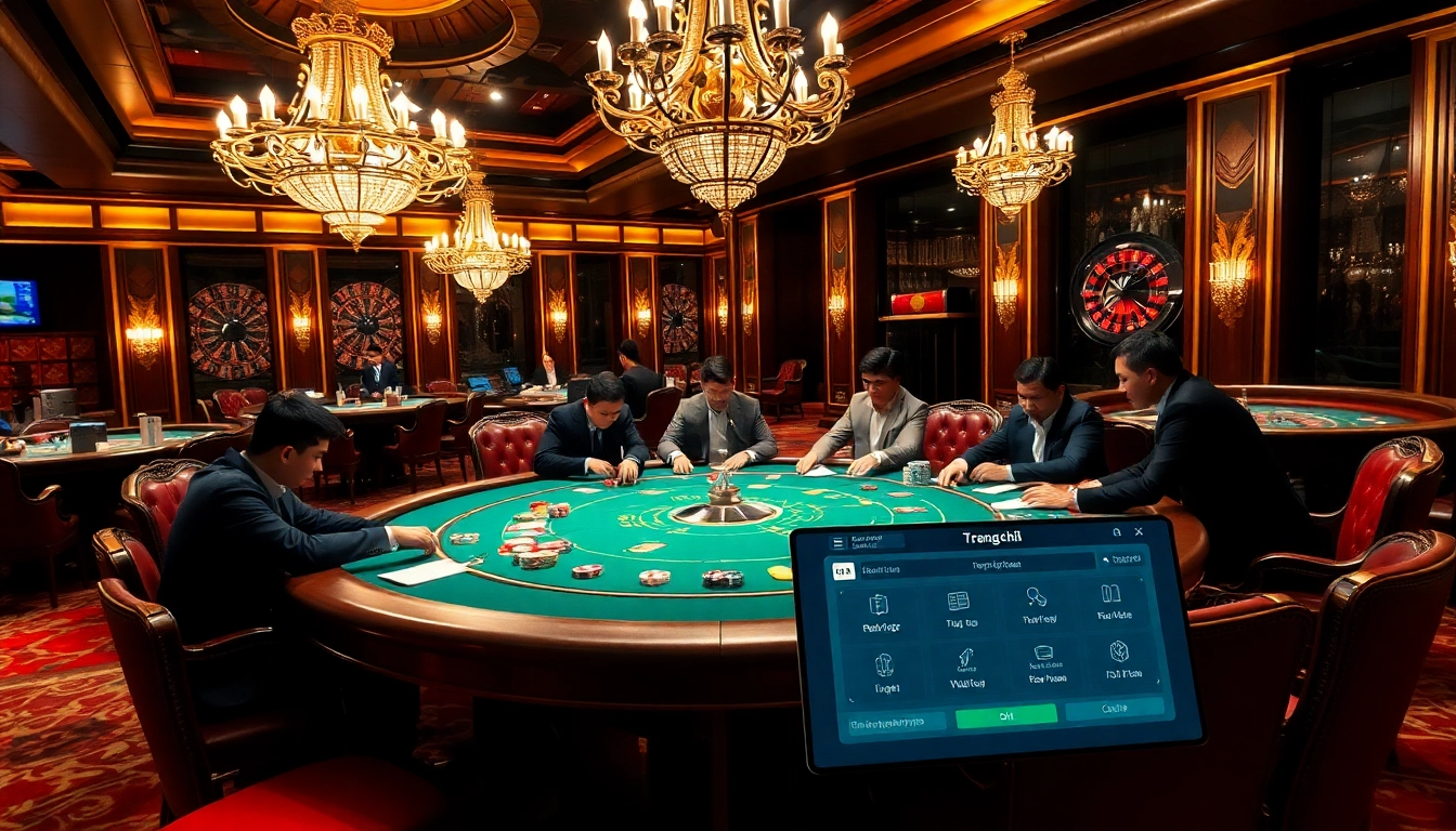 Engage with the excitement of online gambling at trang chủ thabet featuring poker tables and betting elements.