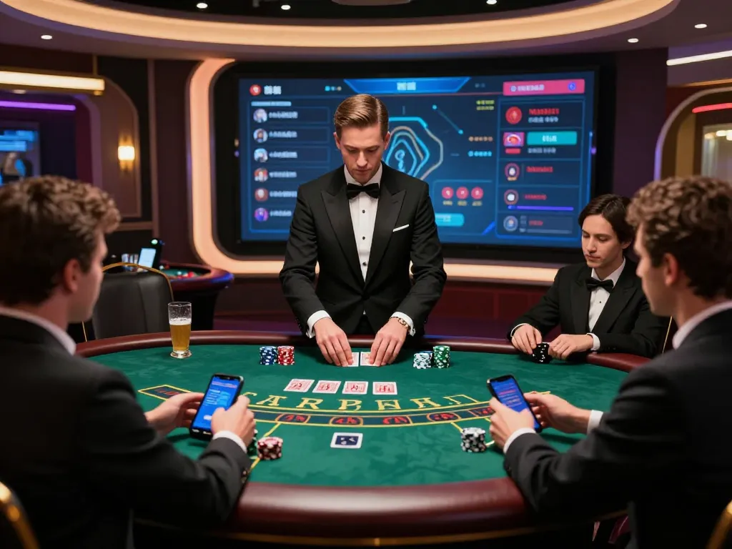Interactive baccarat game scene showcasing online players and live dealer, illustrating the vibrant atmosphere of a baccarat사이트.