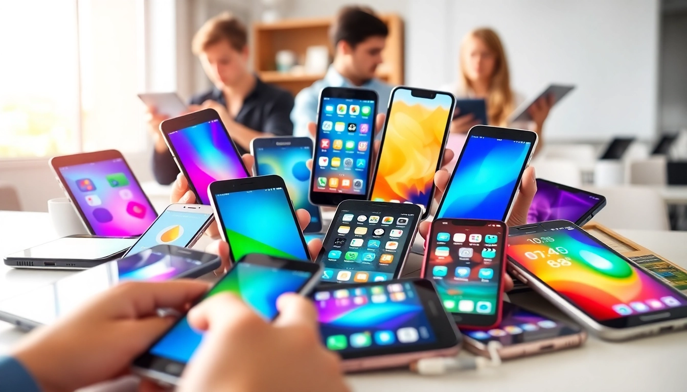 Engaging display of mobile apps on smartphone screens showcasing productivity, gaming, and education.