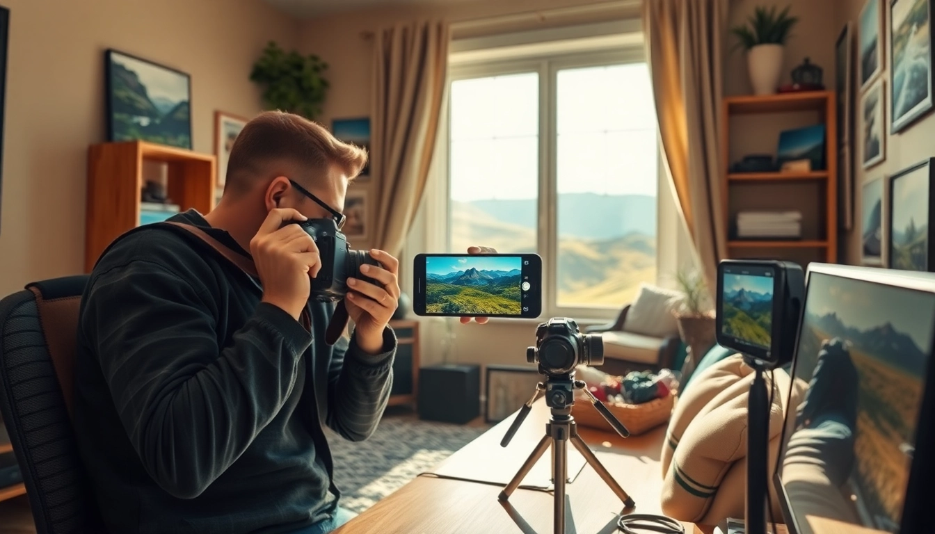 Edit stunning photos with mobile Lightroom presets using a cozy workspace for inspiration.