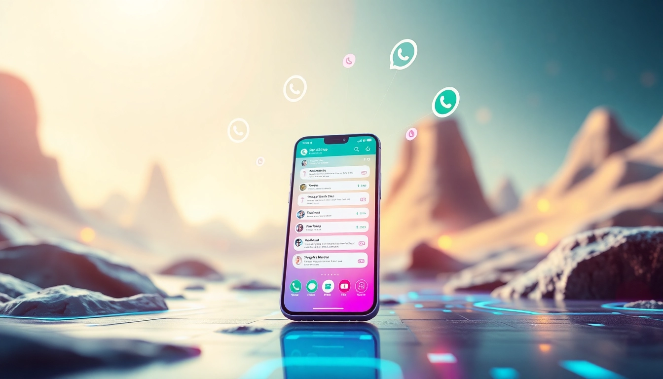 FM WhatsApp interface showcasing vibrant features and customization options for users