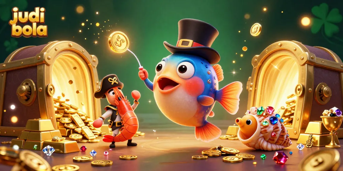 Attract golden coins in judi bola with a dynamic underwater treasure scene featuring glowing anglerfish and pirate shrimp.
