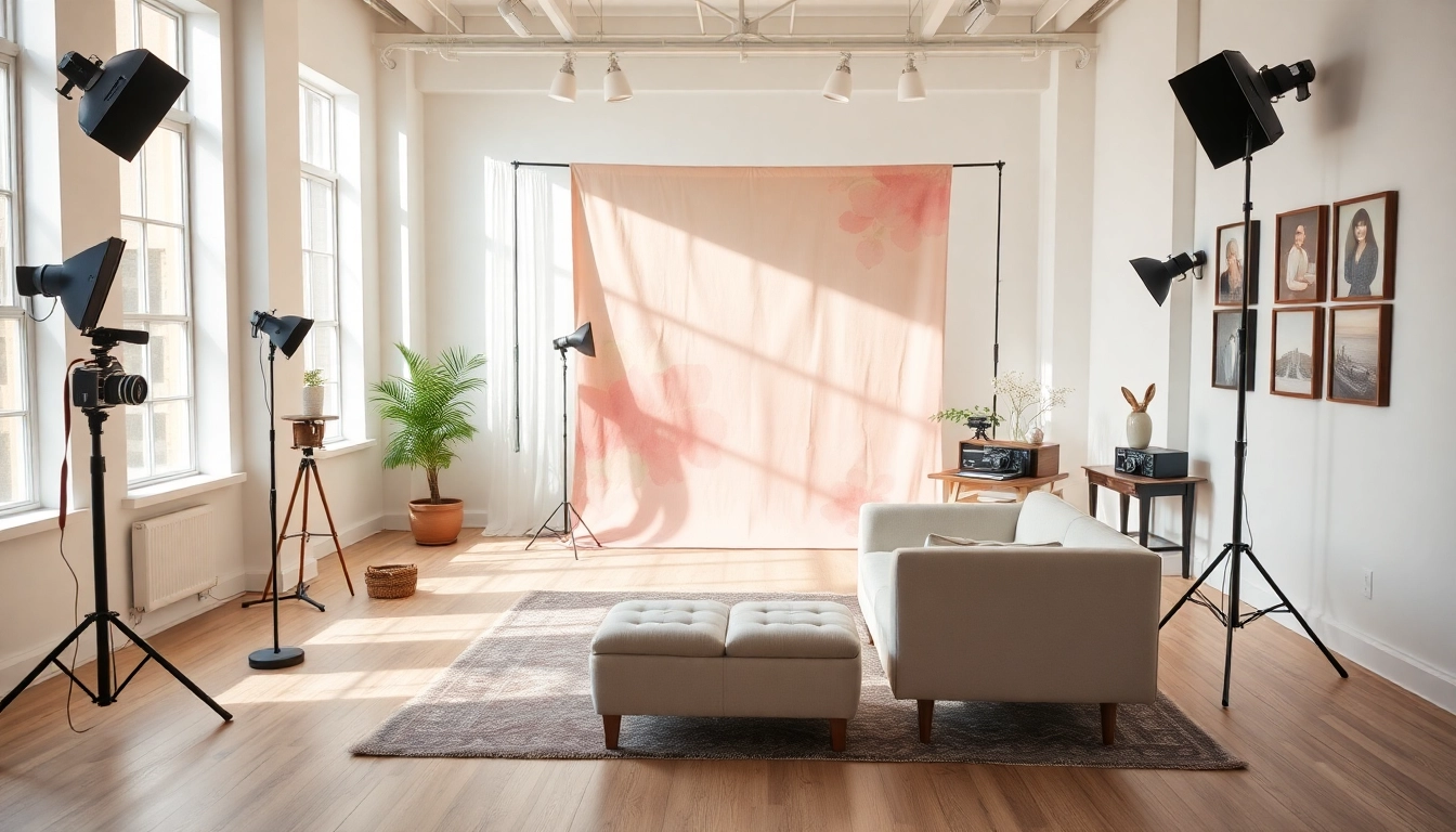 Professional photo studio Tampa featuring natural light, artistic props, and a welcoming atmosphere.