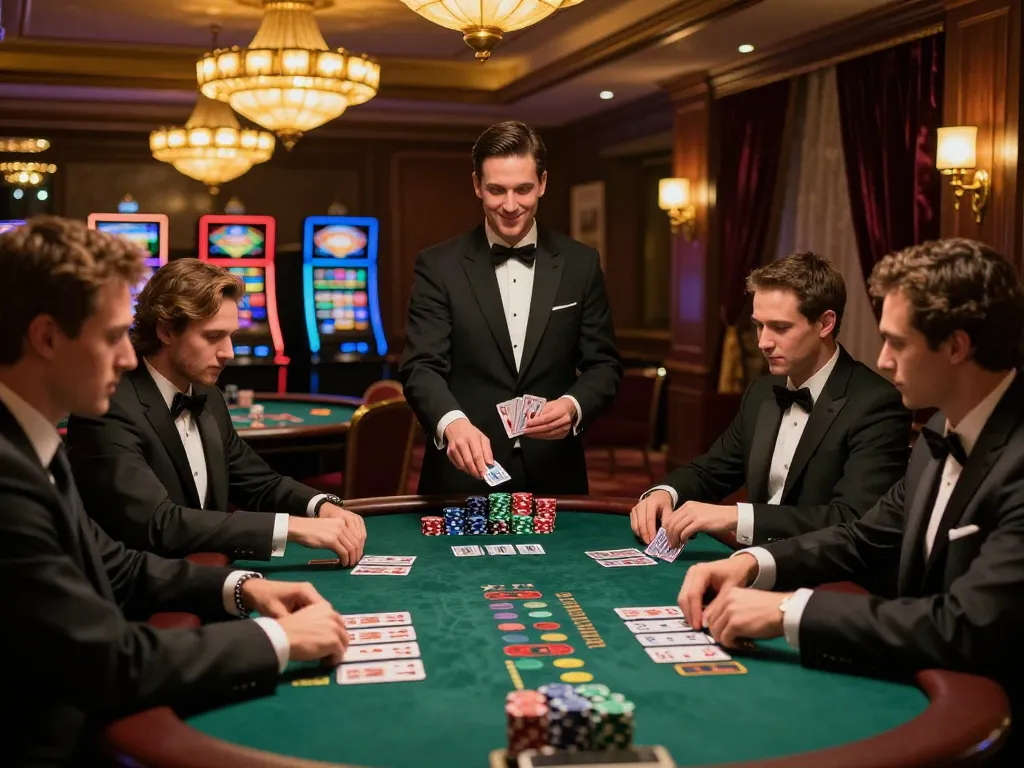 rr88 players strategizing at a blackjack table in an upscale casino