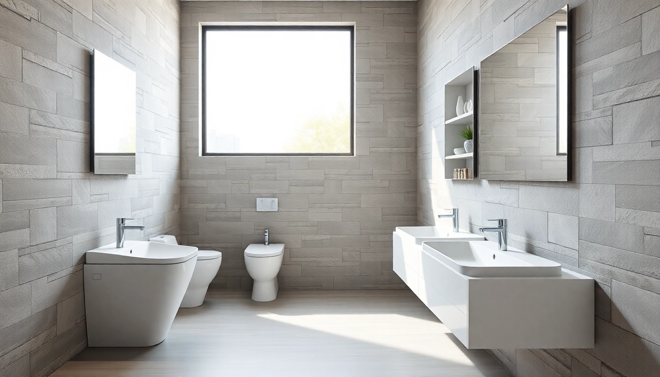 Immagine di sanitari moderni in un bagno elegante, raffinati e minimalisti.