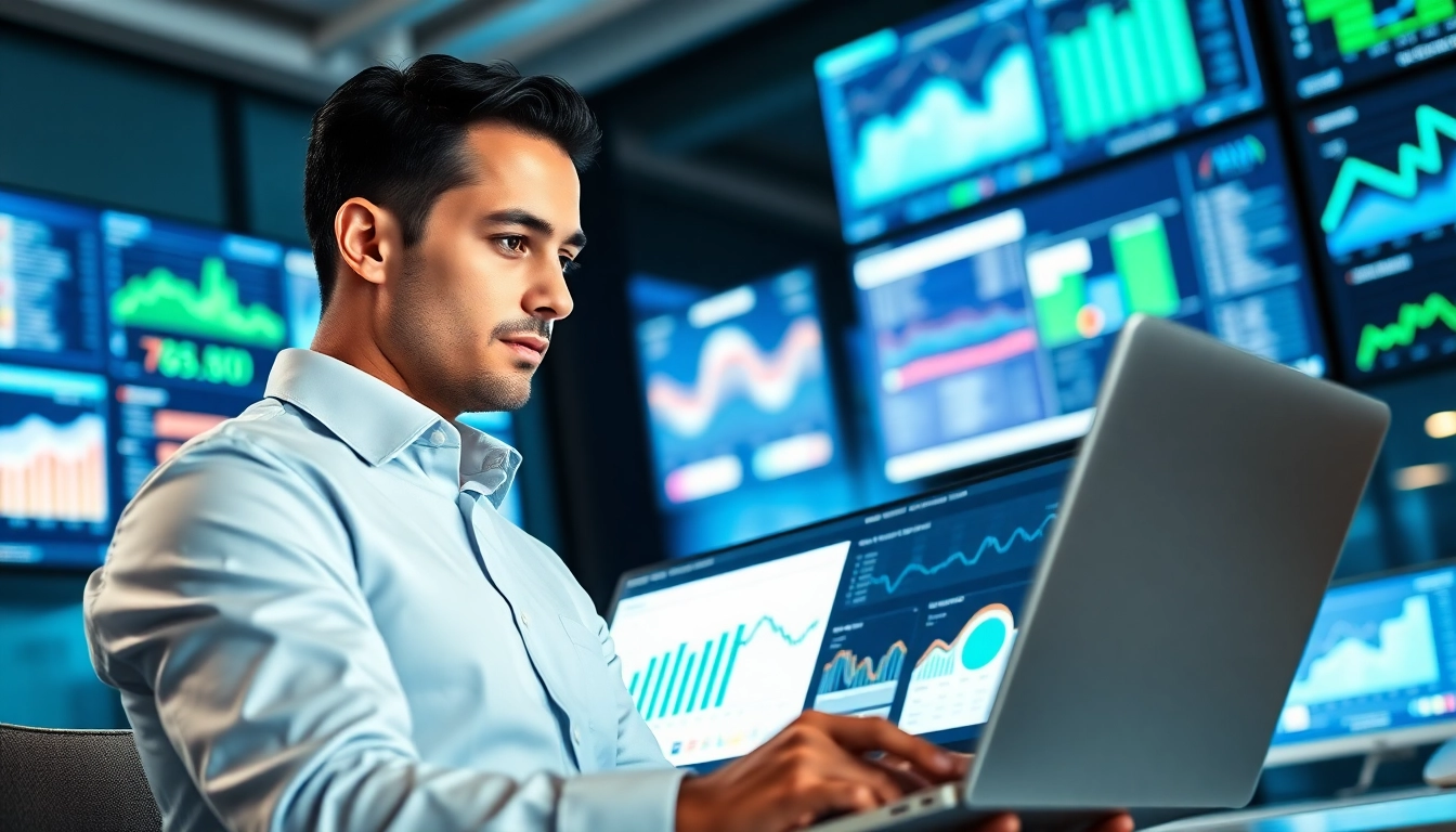 Digital marketing strategist analyzing performance metrics in a modern office environment