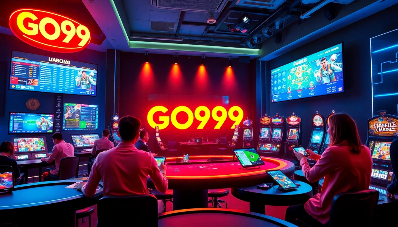 Engaging digital casino scene highlighting GO99's vibrant online gaming experience with players immersed in action.