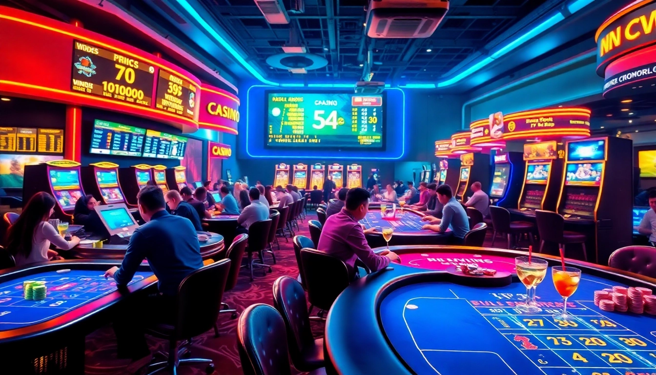 Erleben Sie online casino spielen in einer aufregenden Casino-Umgebung mit lebhaften Spielern.