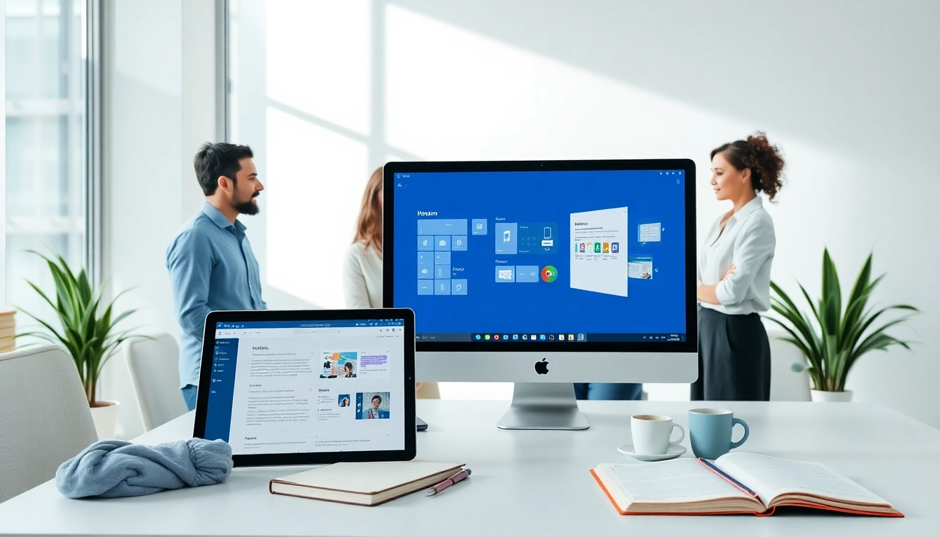 WPS电脑版 interface showcased in a modern workspace with professionals collaborating seamlessly.