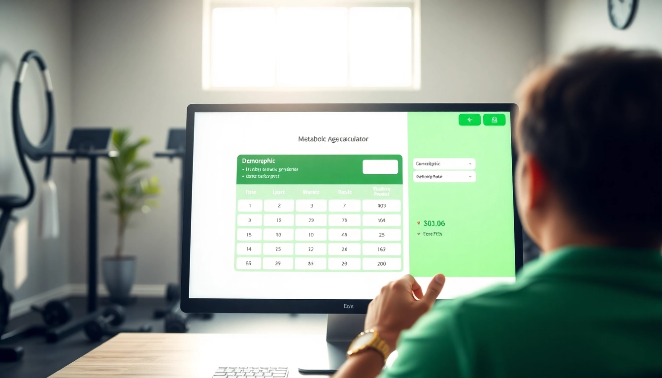 Calculate your metabolic age with an interactive, engaging metabolic age calculator showcased on a sleek screen.