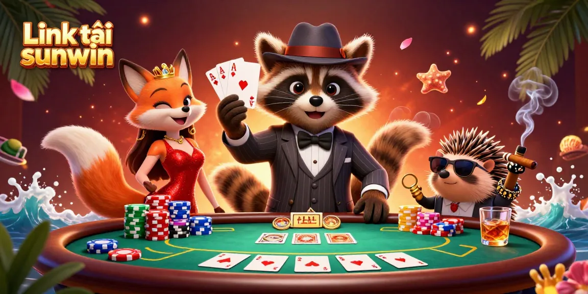 Experience thrilling gaming with Link tải sunwin featuring a suave raccoon in a poker scene.